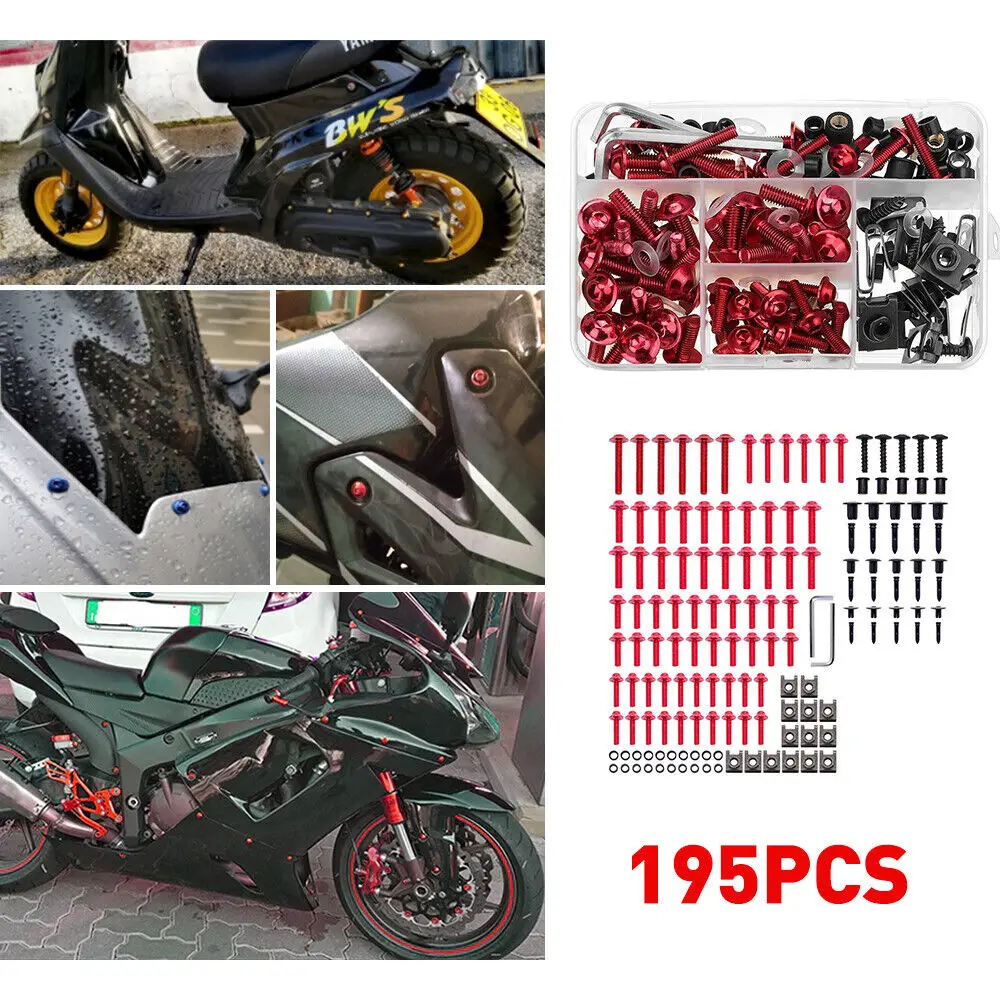 

195 шт. полные болты обтекателя, винт для Kawasaki ZX6R ZX7R ZX9R ZX10R ZX12R ZX14R Versys 650 Ninja 650R 1000 Z750 Z1000 ZZR600