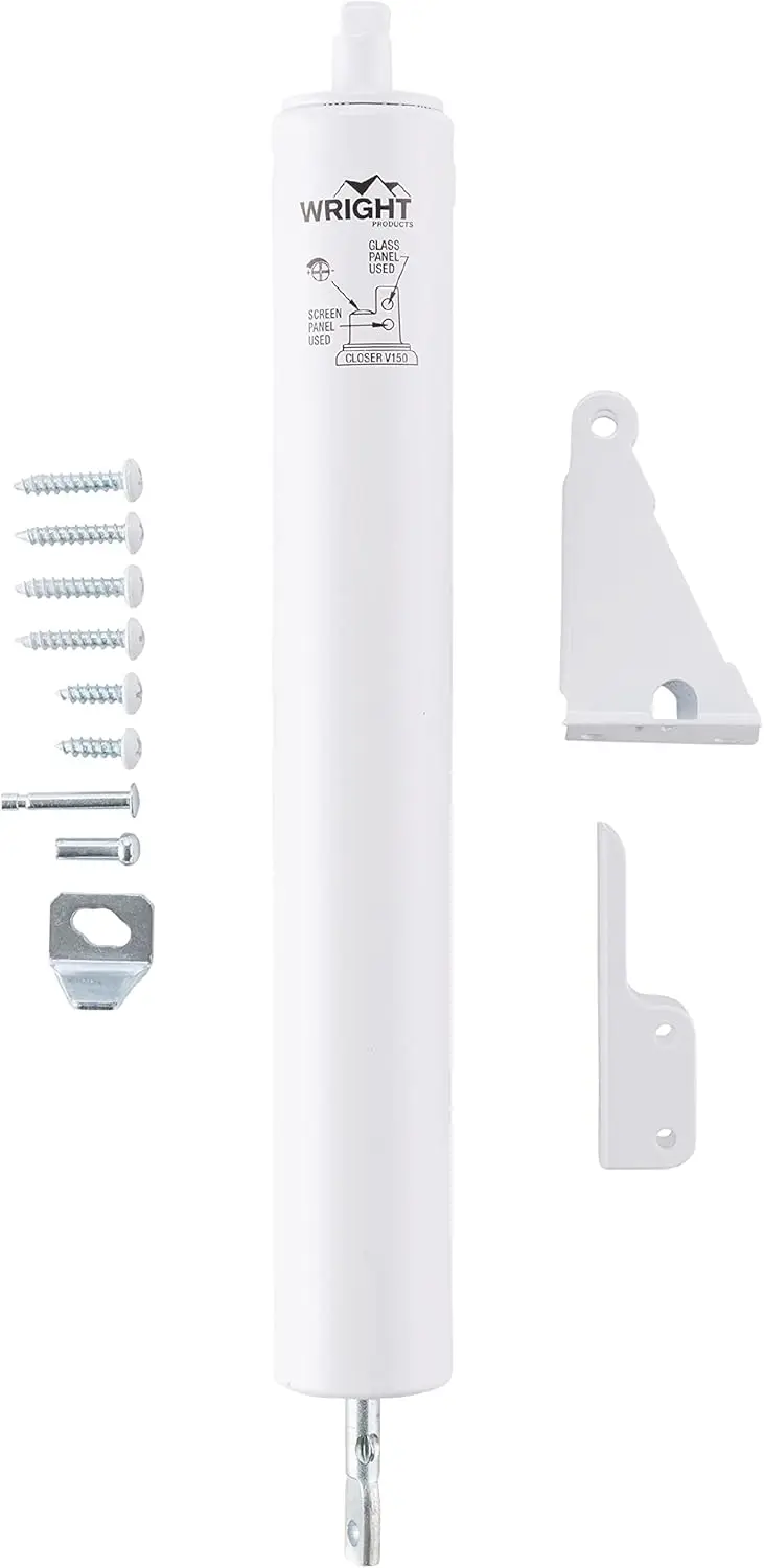 

Heavy-Duty Pneumatic Storm Door Closer – Durable, Adjustable, Quiet-Closing with Hold-Open Feature, White