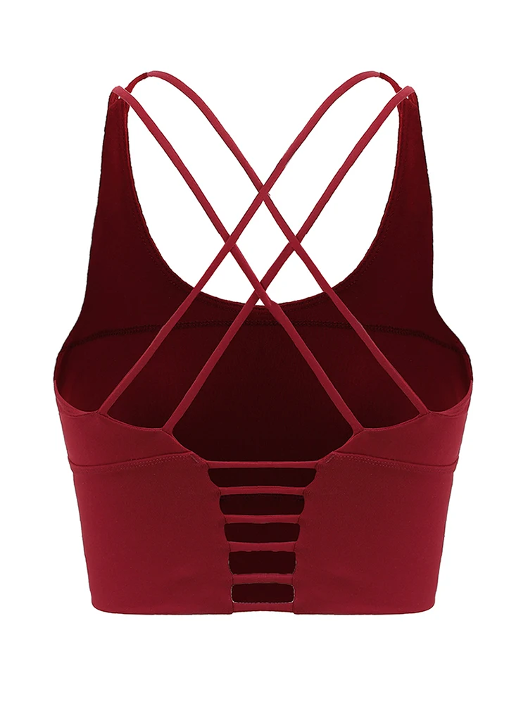 Hot Selling Women Push up Yoga Bra Longline Crop Tank Top Padded Workout Vest Running High Impact Sports bra