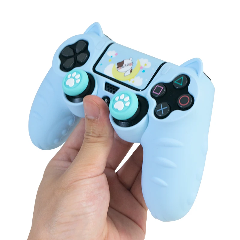 Cat Paw Silicone Soft Protector Sticker Skin For Sony Dualshock 4 DS4 PS4 Slim Pro Controller Case Thumb Stick Grip Cap Cover - Image 4
