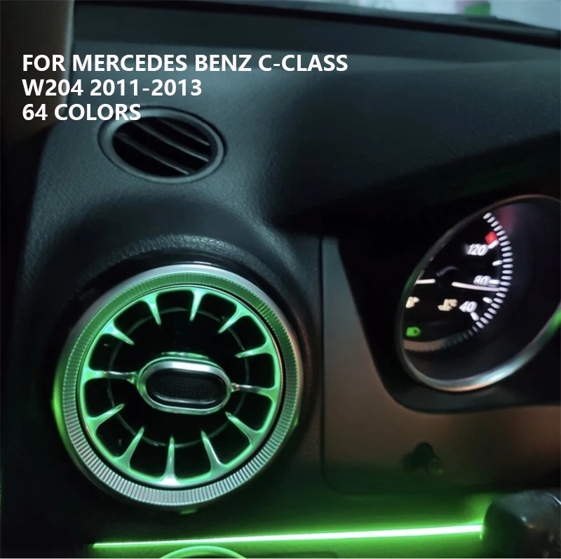 

2PCS LED Car Front Console Air Condition Replace AC Vent Turbo Outlet For Mercedes Benz C Class W204 2011-2013 64 colour