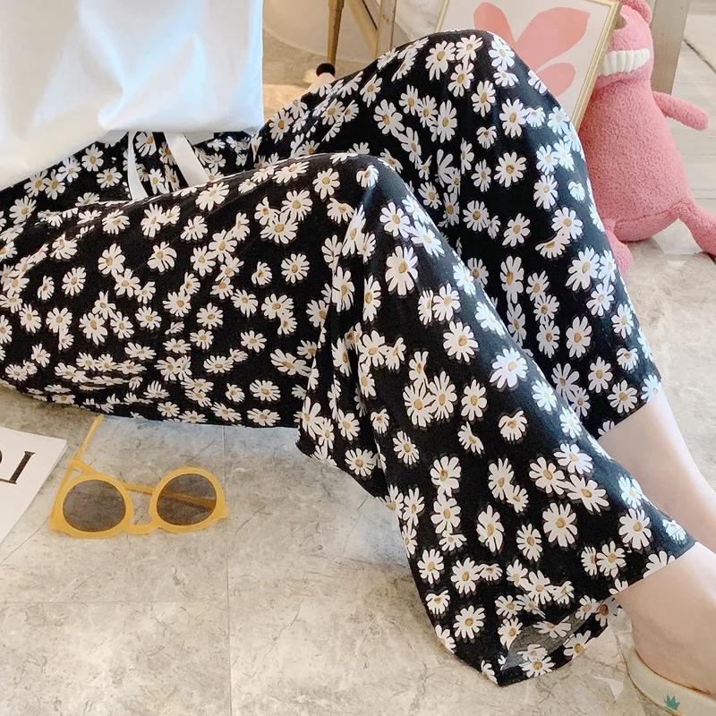 Large Size Cotton Silk Sleeping Pants Women\'s Thin Cotton Silk Wide Leg Pants Home Wearable Artificial Cotton Pants Homewear