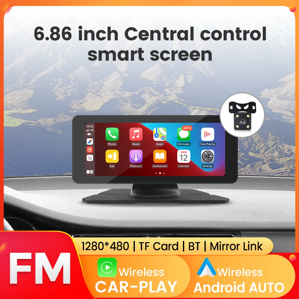 Monitor samochodowy 10,26 cala 6,86 cala Bezprzewodowy CarPlay Android-Auto Ekran WIFI Odtwarzacz Multimedialny Obsługa Kamery Cofania Nawigacja FM Deska Rozdzielcza