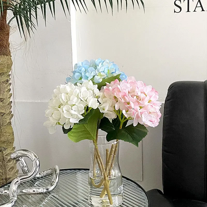 47CM Artificial Hydrangea Flower with A Touch of Glue Simulated Hydrangea Flower Wedding Decoration Desktop Ornament Fake Flower