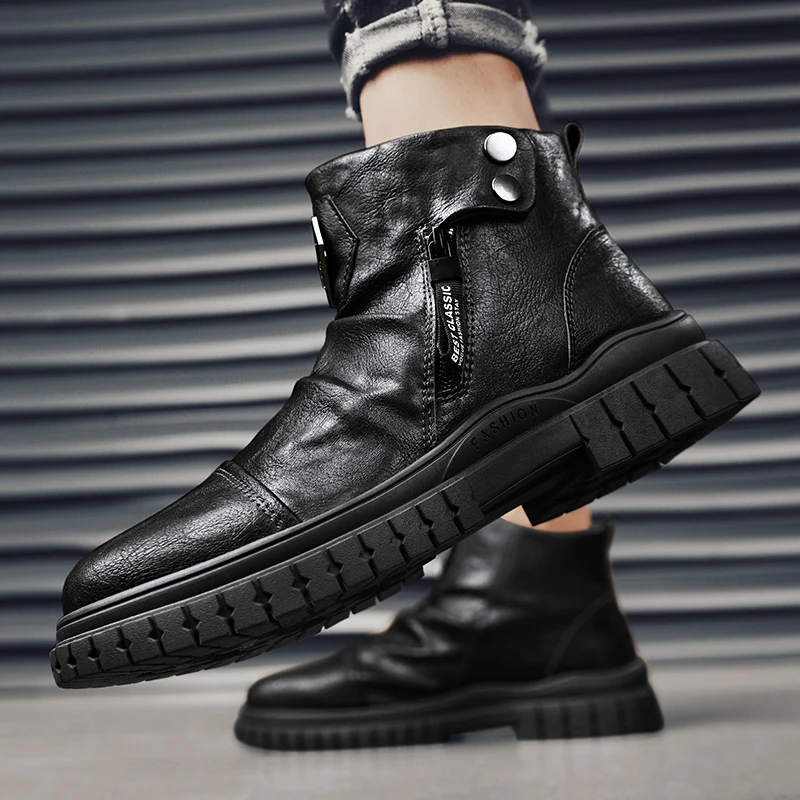 أحذية رجالية عالية الجودة بنمط ريترو بلون سادة عالية الجودة مصنوعة يدويًا برباط مسطح ملابس عمل جديدة لجميع المواسم مع جلد PU #6