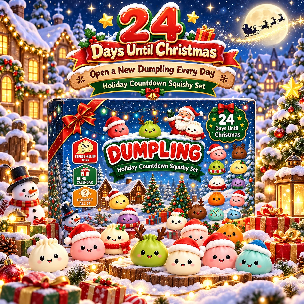 Christmas Squishy Advent Calendar 2026 24 Mini Squishies 24 Day Countdown Mystery Box Sensory Fidget Surprise Holiday Gifts