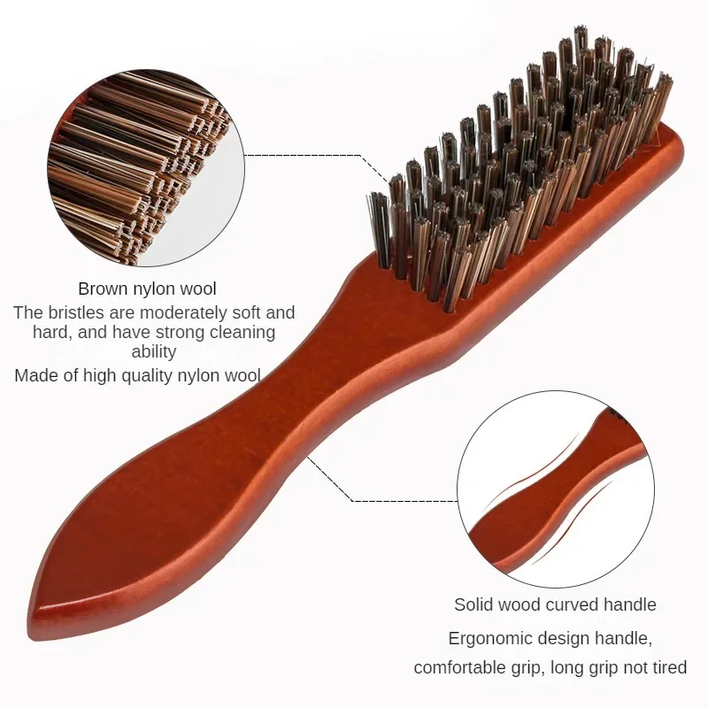 Wooden Handle Boar Bristle Cleaning Brush Hairdressing Soft Beard Cleaning Brush Men Barber Beard Shaving Tool