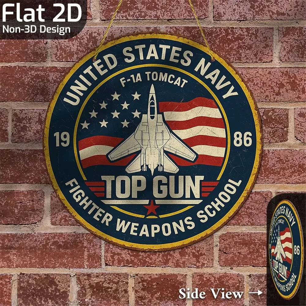 Retro US Navy F-14 Tomcat Fighter Aluminum Wall Art 8x8 Inch Waterproof Durable Metal Sign For Home Office Living Room