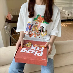 6021 koreańska moda Cartoon nadruk Kawaii kobiety T Shirt casualowe w stylu Streetwear Ulzzang bawełniana letnia zabawna koszulka graficzna dla bluzki damskie