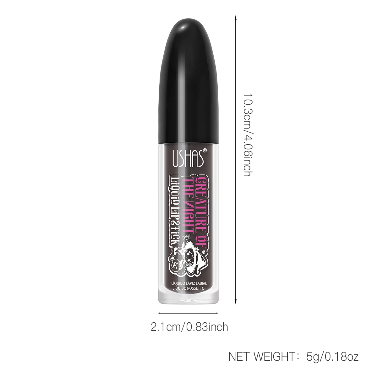 Ushas, vloeibare lipkleur, matzwarte lipgloss, langdurig, gemakkelijk aan te brengen, hydraterende vakantiefeestlippenbalsem