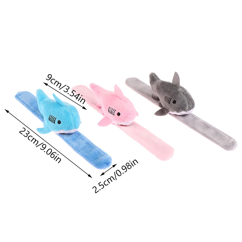 Cute Plush Shark Wristband Stuffed Animal Slap Bracelet Slap Rings Slap Band Toy Keychain Doll For Kid Party Favor Birthday Gift