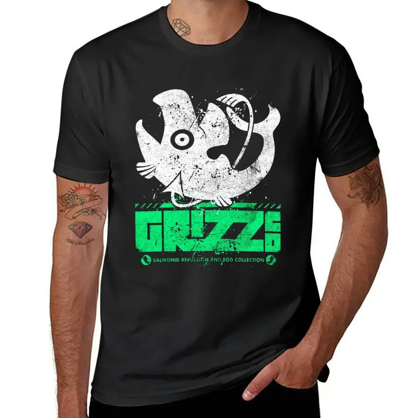 grizz of salmon run T-Shirt aesthetic clothes animal prinfor boys men workout shirt