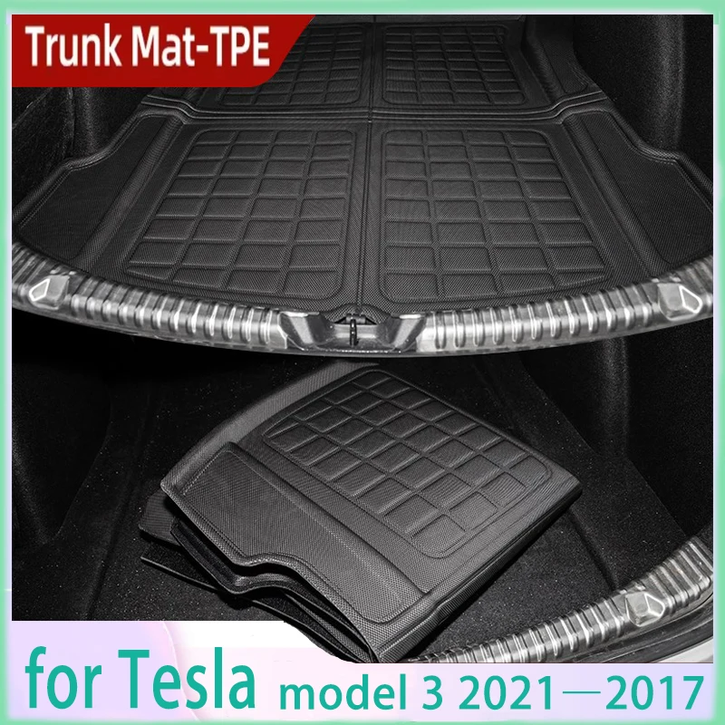 

Car Trunk Mat For Tesla Model 3 2017-2022 Interior Rear Cargo Tray Trunk Waterproof Protective Pads 3D Foldable Trunk Pads