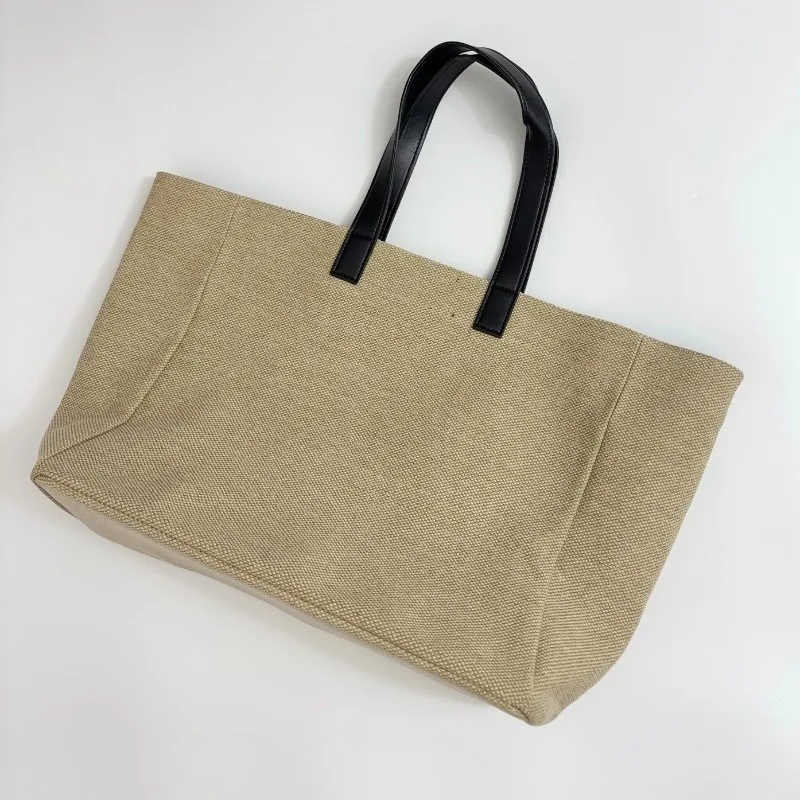 

Linen Canvas Bag Large Capacity Tote Bag Handbag Casual Beach Bag