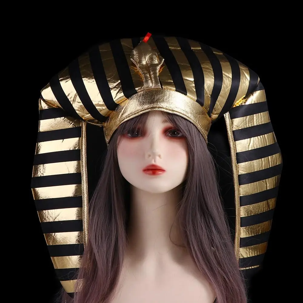 Snake Head Halloween Pharaoh Hat Headpiece Halloween Party Decorations Egyptian King Hat Masquerade Party Cosplay Costume Props