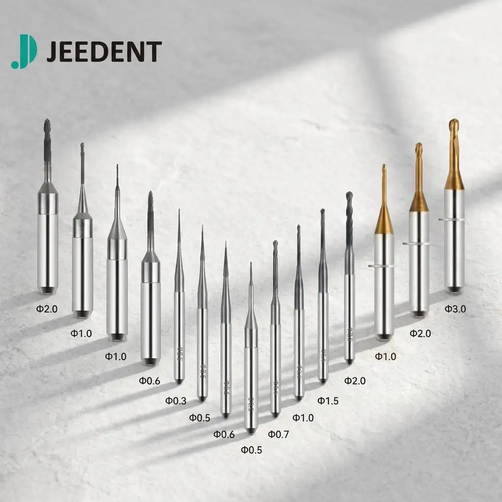 Zirkonzahn Milling Burs DC Diamond Coated Zirconia Long Life Milling Tools M5 M1 0.3mm 0.5mm 1.0mm 2.0mm D3 D6 Shank Lab Tool