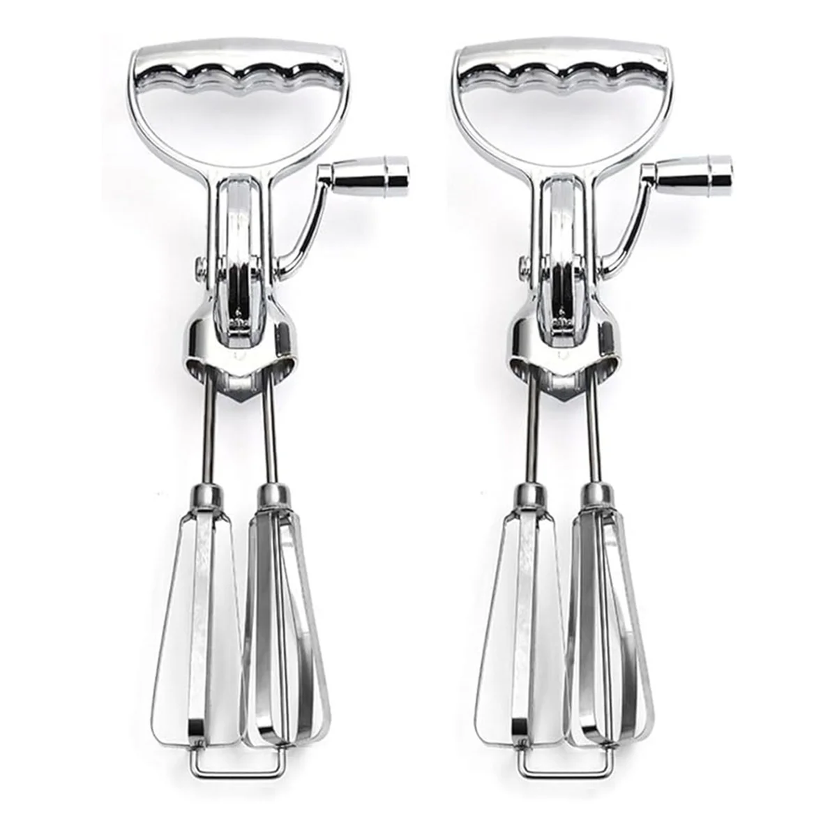 2PCS Egg Beater Hand Crank Stainless Steel Rotary Hand Whip WhiskHand Crank Egg Beater Mixer Manual Hand Mixer