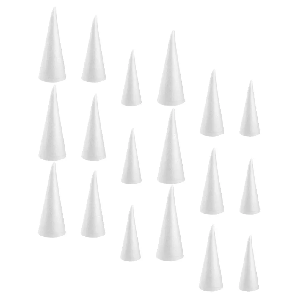 

18Pcs Versatile Foam Cones White Craft Cones for Handmade Centerpieces Party Favors Art Lessons Montessori Activities Holiday