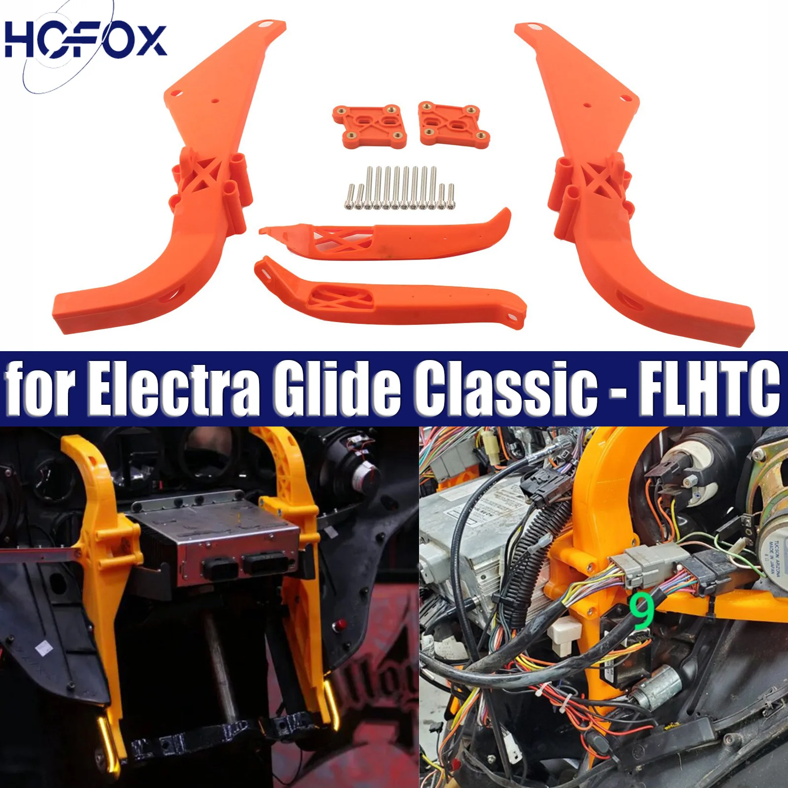 For Harley Touring 1996-2013 Inner Fairing Batwing Support w/Speaker Brackets Orange
