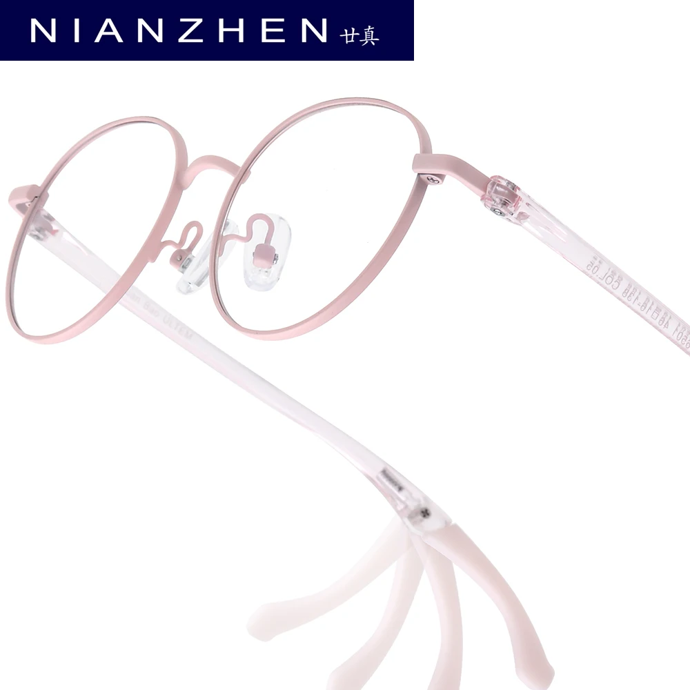 NIANZHEN Metal Teenage Eyeglasses Round Brand Design Student Glasses Frames Ultralight Adjustable Kids Eyewear Spectacles 6501