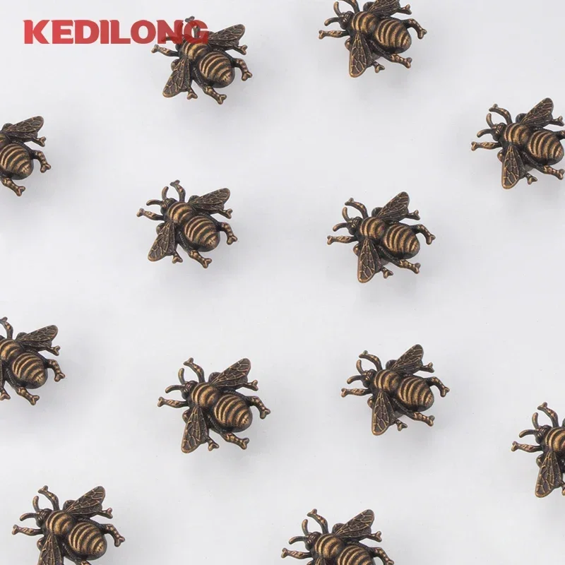 KEDLO Modern minimalist gold insect drawer knob kitchen cabinet silver bee handle American retro bronze pull handle