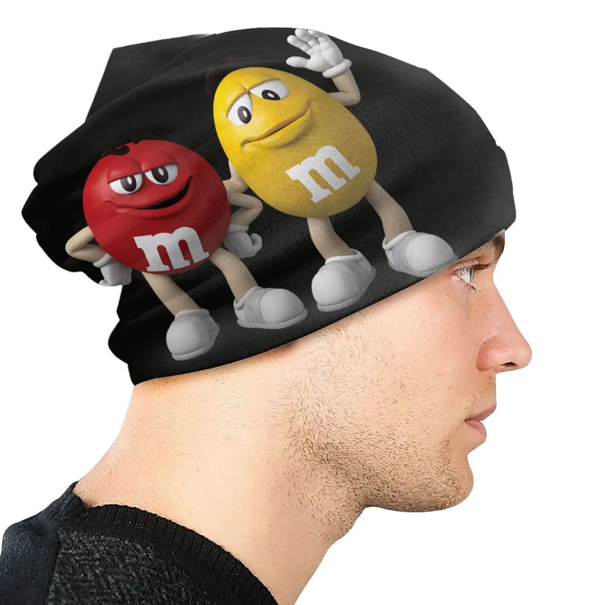 M&M\'s Chocolate Bonnet Hat Knitted Hat Men Women Hip Hop Unisex Funny Candy Meme Warm Winter Beanies Cap