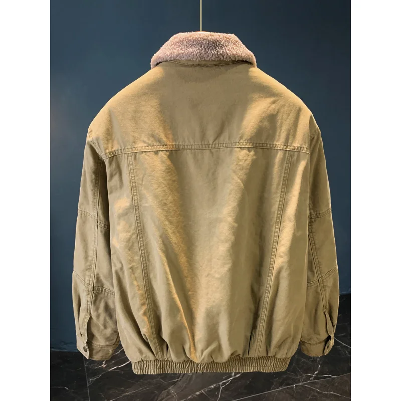 

Повседневная куртка цвета хаки с меховым воротником, мужская толстая зимняя теплая куртка с добавлением флиса, модная толстая мужская одежда