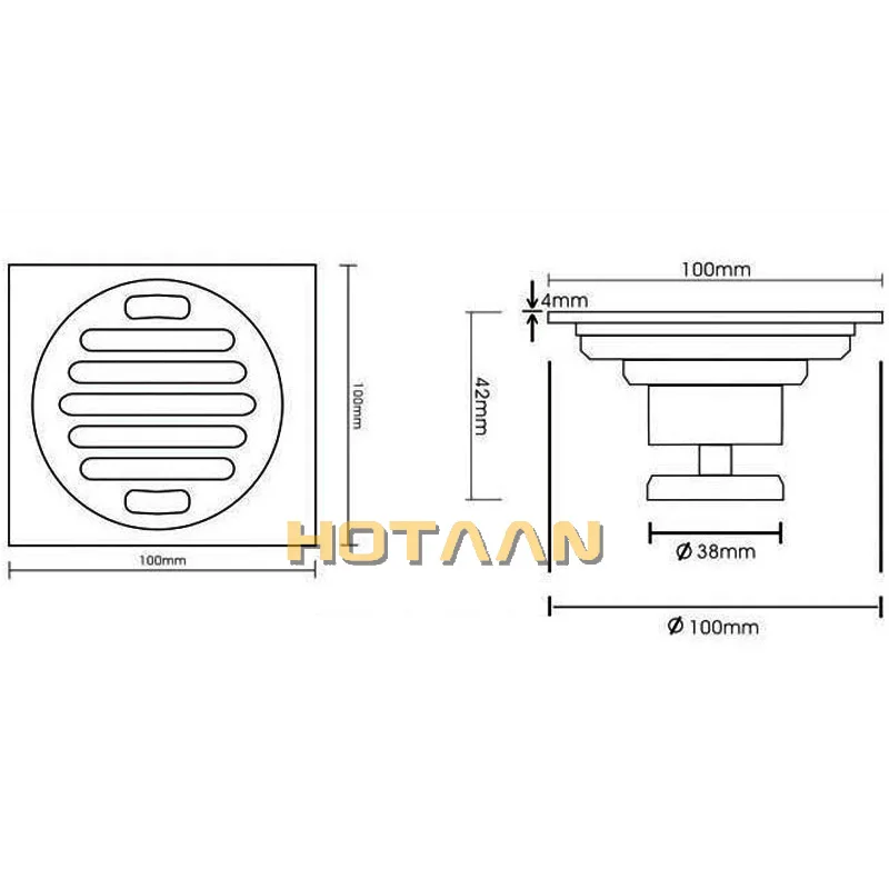 . High Quality Chrome Plated Solid Brass Made Bathroom Accessory Square Floor Drain Waste Grate 100mm*100mm YT-2107 image 6