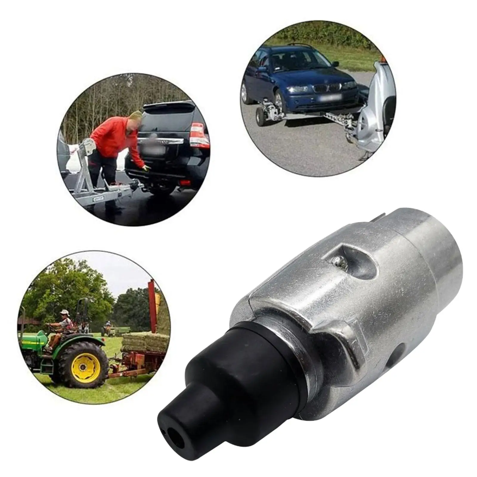 7 Pin Plug Trailer Truck Towing Aluminium Alloy Electrics 12V Connector EU Plug For Truck Plugs Socket Adapter