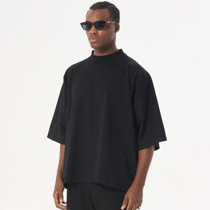 Solid Color Trendy Men's Short Sleeve T-Shirt- Heavyweight Pure Cotton Half-Sleeve Casual Shirts