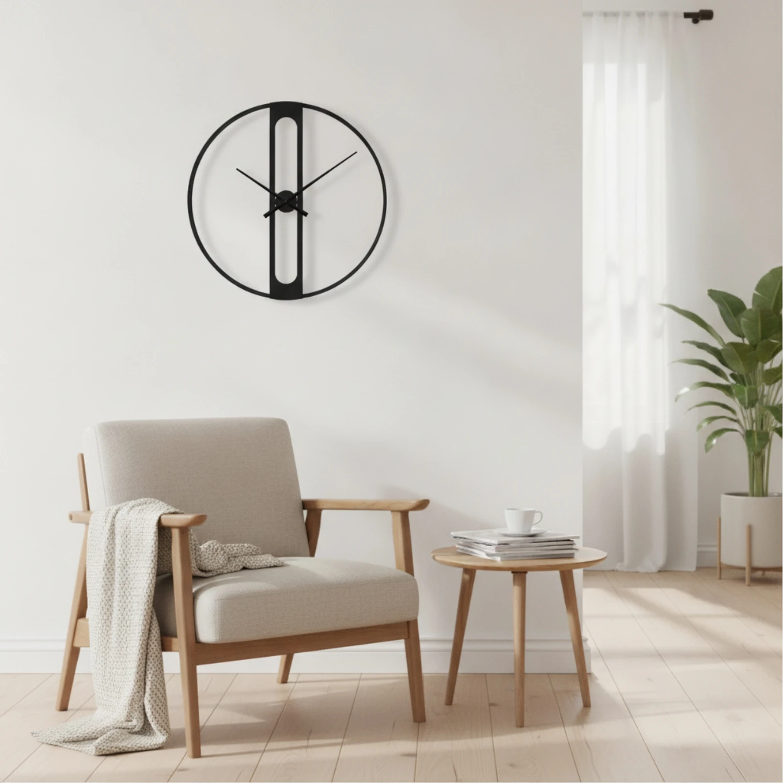 Metal Wall Clock Contemporary Geometric Wall Clock Black Long-Lasting for Homeowners, Living Room, Bedroom