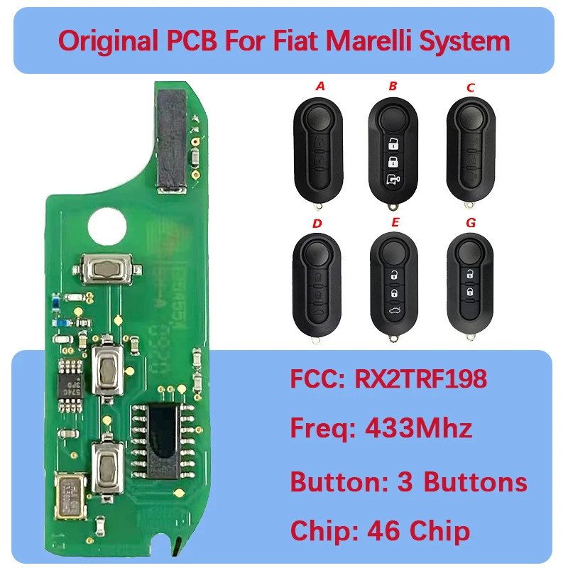CN017002 Original PCB 3 button Remote PCF7946 ID46 Chip 433Mhz Marelli System RX2TRF198 SIP22 Blade For Fiat Ducato Bravo 500L