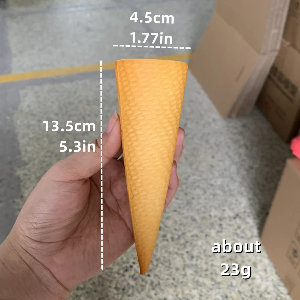 5.3inch Pu Plastic Soft Waffle Cone Faux Crispy Food DIY Ice Cream Model Display Golden Decoration Shop Party Props Artificial