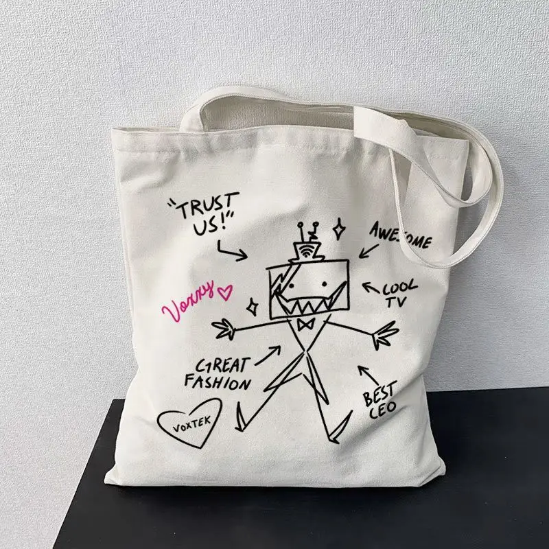 

Hazbin Hotel Alastor Anime Canvas Bag Cute Portable Handbag & Shoulder Tote Large Capacity Student School Bag for Daily Use