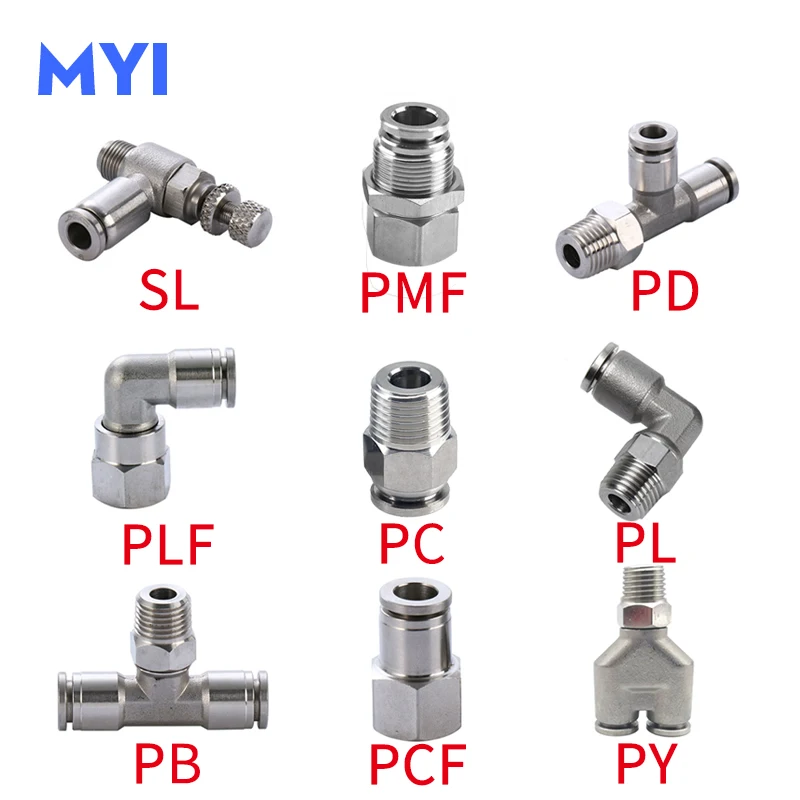 PC/PCF/PMF/PL/PLF/SL/PB/PY/PD 304 Stainless Steel Hose Fittings 1/8\