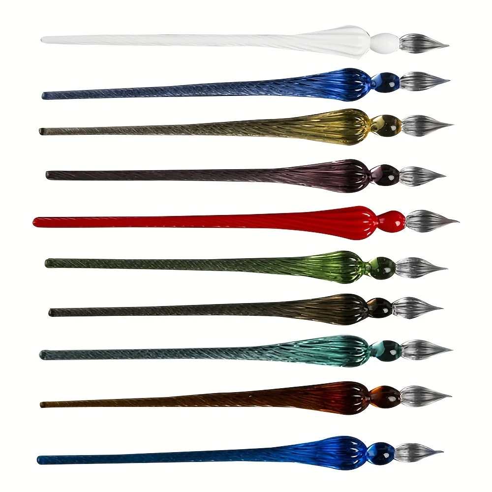 1 pc Glass Pen Color Ink Dipped Fountain Pen Water Proof Pen Comic Color Practice Calligraphy Supplies For Art Painting