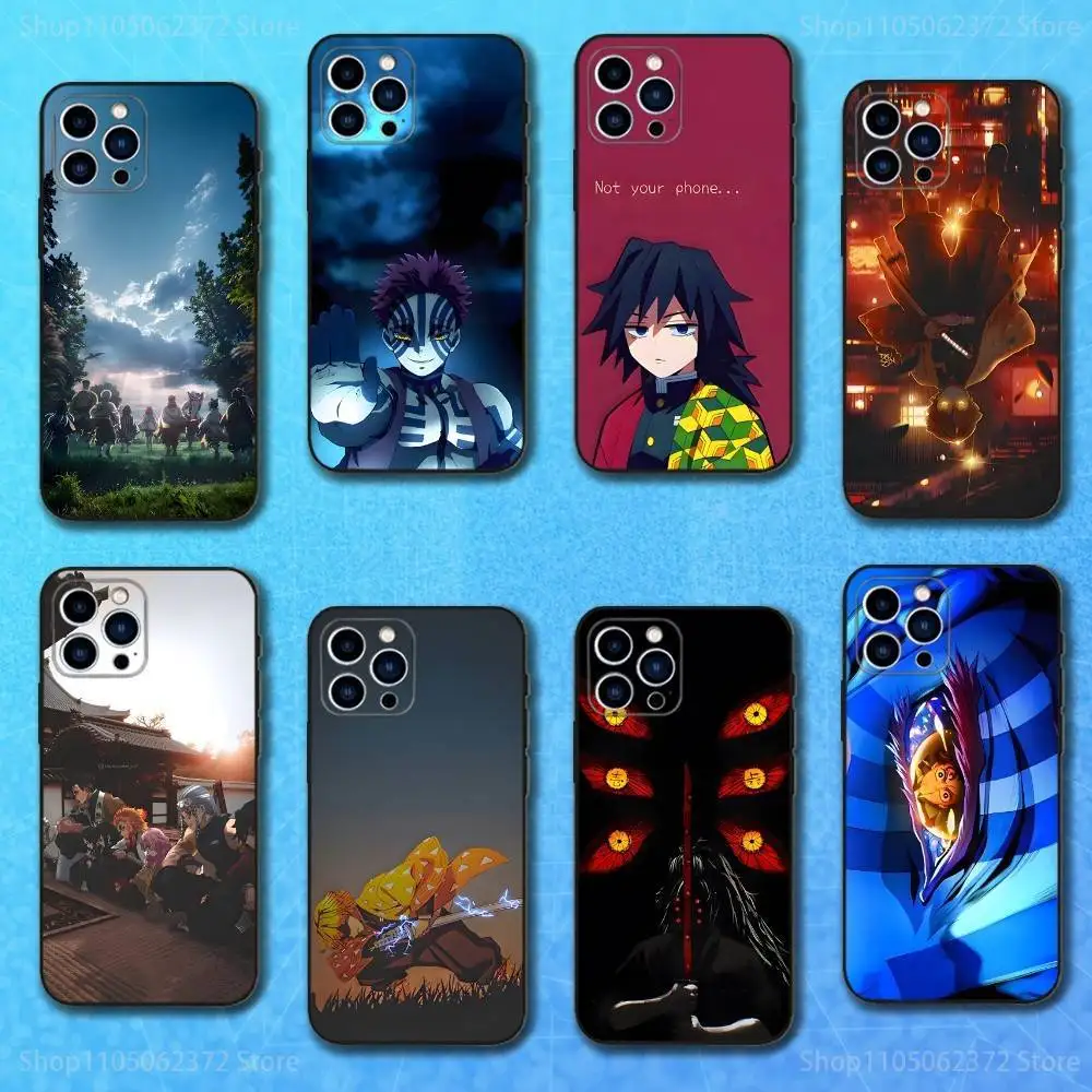 

Anime D-Demon S-SlayerS-S Phone Case For iPhone 16,15,14,13,12,11 Plus,Pro Max,XS,X,XR,SE,Mini,8,7,Soft Silicone Black Cover