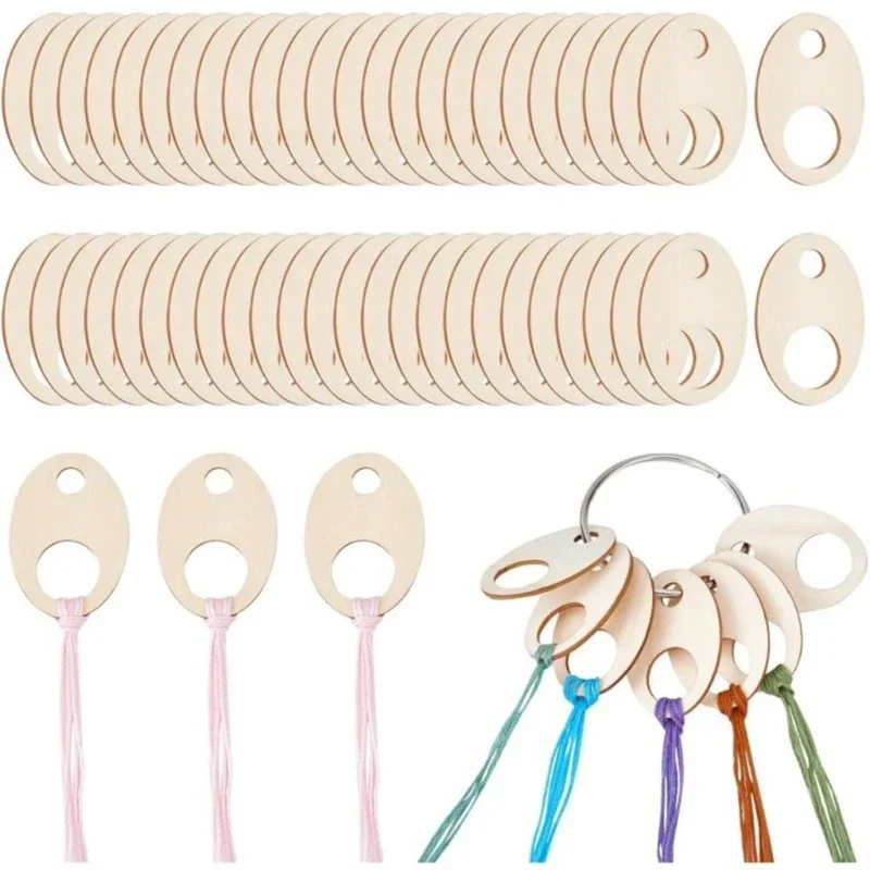 50 Pcs Wood Thread Drop Embroidery Floss Chip Organization Stitching Treads Bobbins Board Card for Sewing Storage