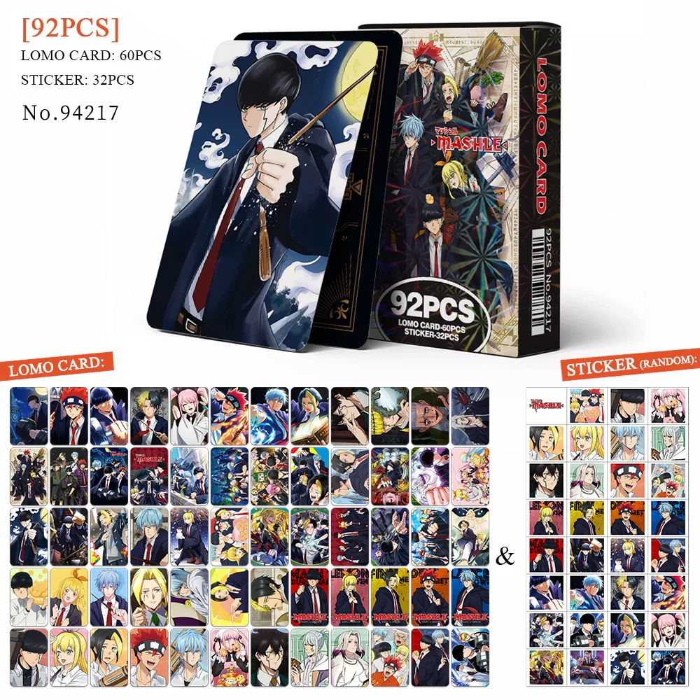 92Pcs/Set Anime MASHLE Series High Quality Lomo Cards Mash Burnedead Lance Crown HD Printd Photocards And Stickers Gifts