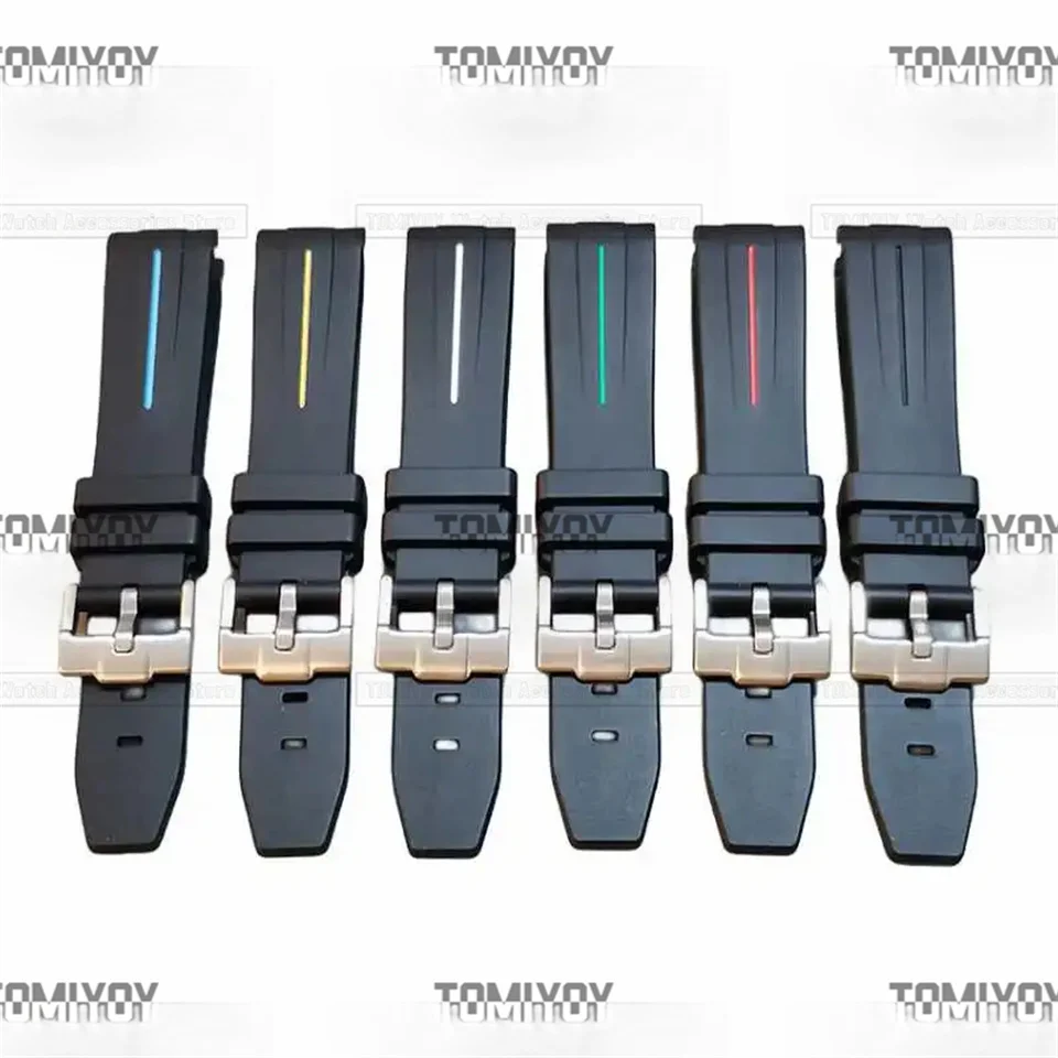 20mm Silicone Curved End Oys Black Rubber Pin Buckle Watch Strap Band Fit for Rlx Watch 116518 116519 116523 116300 16520