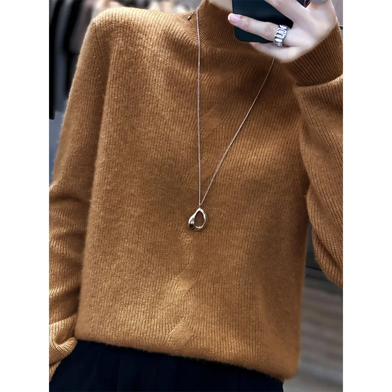 2022 New Arrival Winter Women Knitted Jumpers 100% Australia Wool Sweaters Female Pullovers Fashion Soft Clot