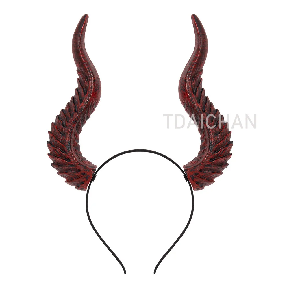 2025 هالوين تأثيري الشيطان القرن الشعر هوب لتقوم بها بنفسك الجمعية كوس إكسسوارات الشعر الدعائم شيطان الثور تشوه القرن