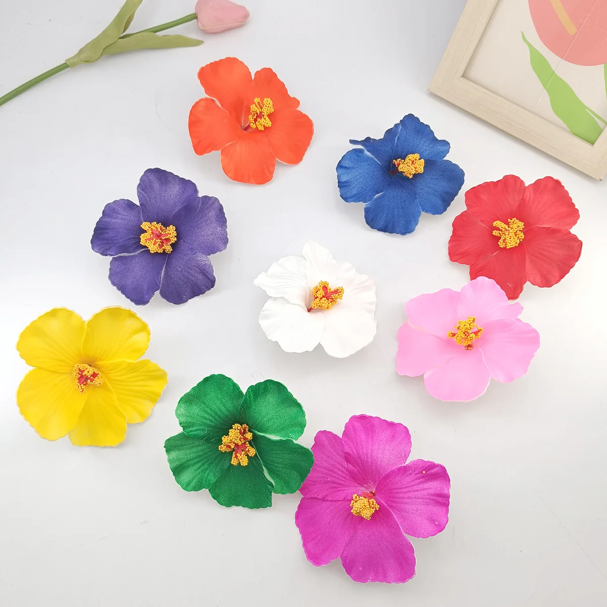 1/2/4/9 Stück Hawaiianische Blumen-Haarspangen für Frauen und Mädchen, romantische Bohemian-Blumen-Seitenpony-Clips, BB-Haarspangen, Haar-Accessoires – Detail 2