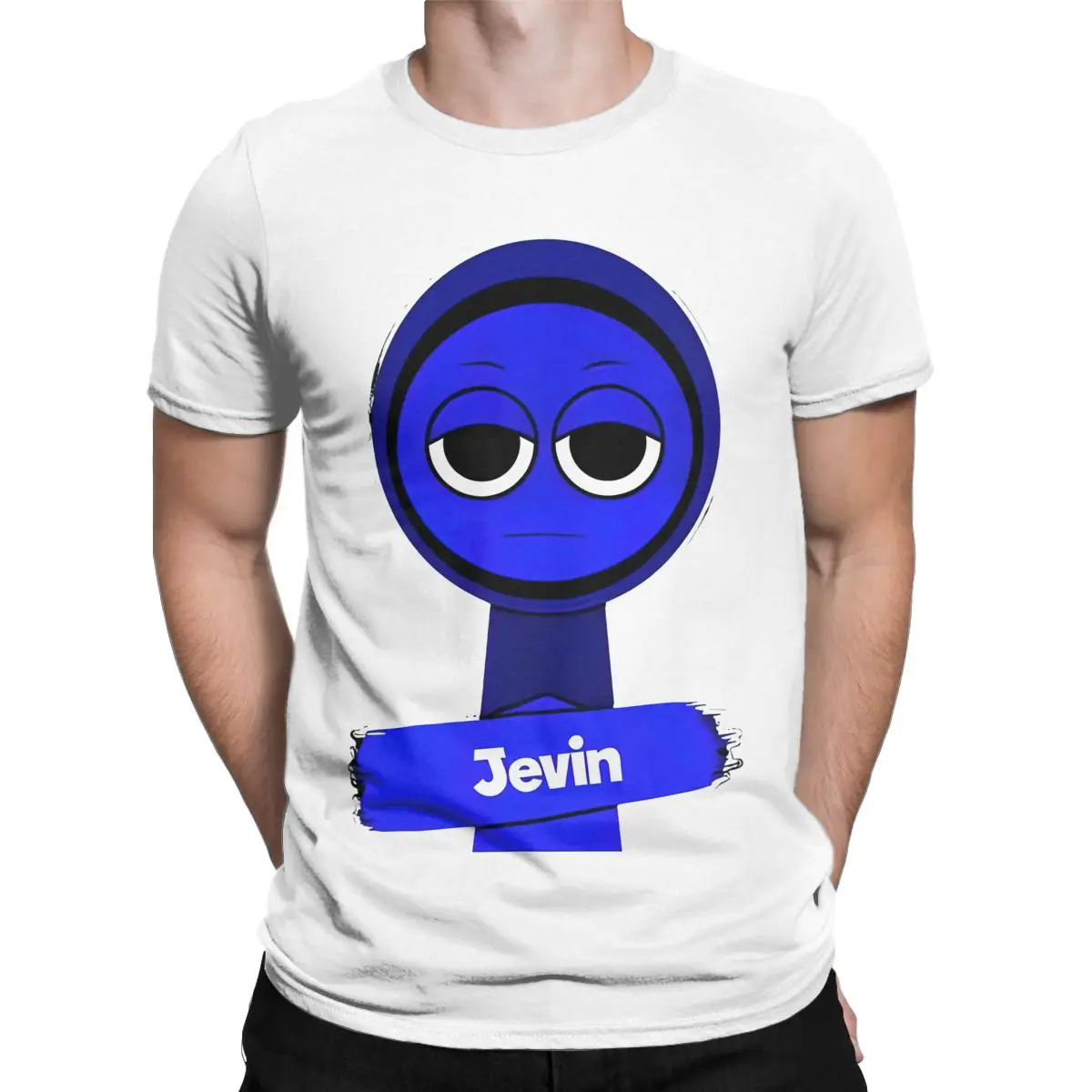 Sprunki Jevin مضحك لعبة الرجال تي شيرت مضحك تيز قصيرة الأكمام طاقم الرقبة تي شيرت القطن الخالص 6XL بلايز