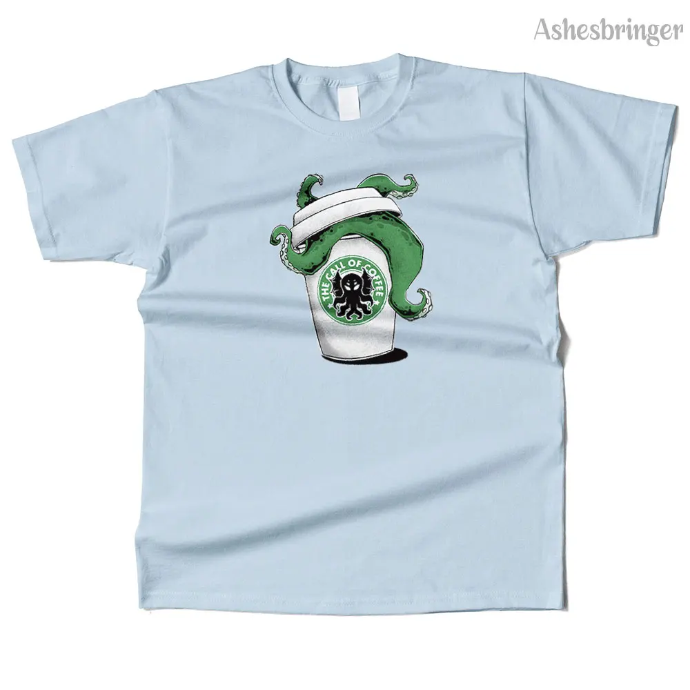

Mens Cotton The Call of Coffee Graphic High Quality T Shirt Street Casual Style Tee for Men and Women