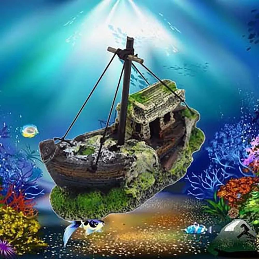 Fish Rest Aquarium Decoration Shipwreck Decoration Submarine Ornaments Fish Tank Landscape Landscaping Accessories Sunken Ship