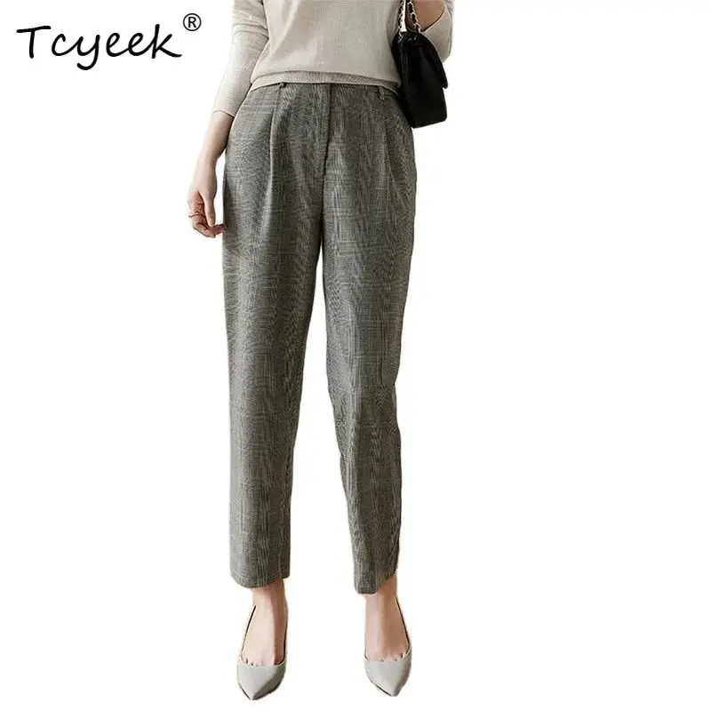 

Tcyeek, 100%Goat Cashmere Elegant Pants, Women Zippers Stripe, Casual Fashion Slim Causal Pants, 2024 Autumn Winter C487120QM