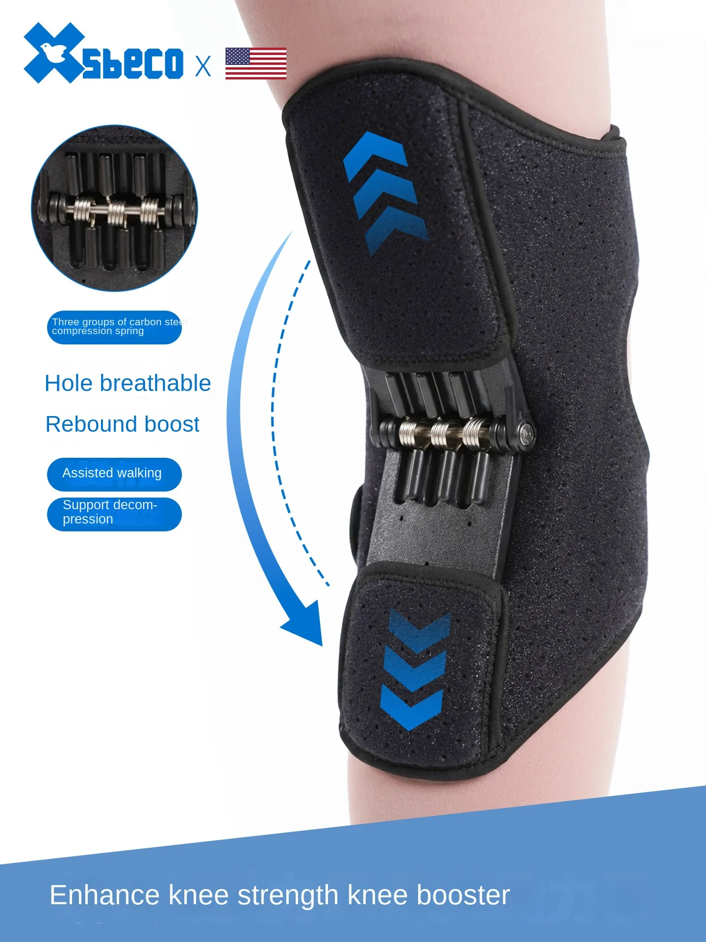 Exoskeleton Spring Knee Support Pad, Portable Walking Stabilizer Cushion for Seniors Indoor & Outdoor Daily Mobility