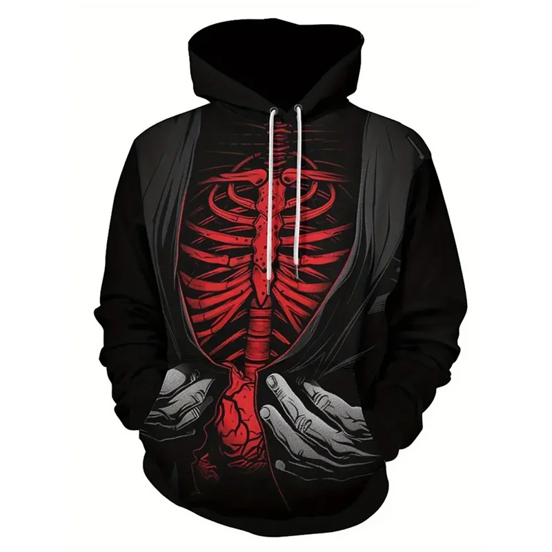 

Halloween Skeleton Pattern Hoodie For Men Spider Insect 3D Printed Sweatshirts Casual Hoodies Streetwear Pullover Long Sleeves