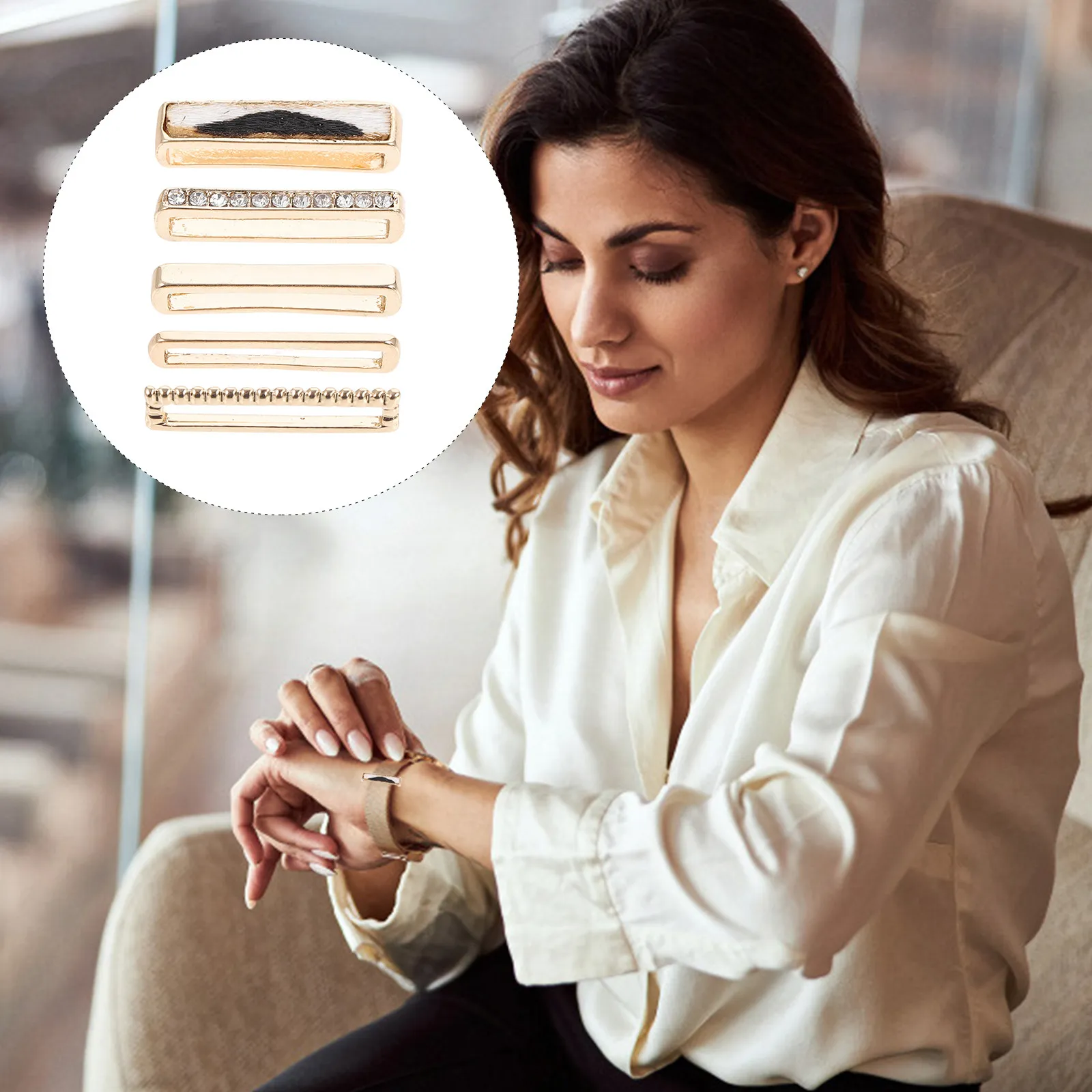 5Pcs Premium Watch Strap Charm Set Diamond Shine Alloy Watchband Decor Charm Adds Personality to Any Watch Band Fashion